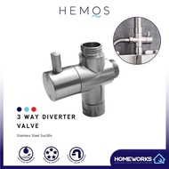 HEMOS BATHROOM FAUCET PARTS 3 WAY SHOWER HEAD WATER FLOW CONTROL DIVERTER VALVE (M+M+F) HM-0043