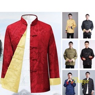 Men Shirt Traditional Top Jacquard Long Sleeve Blouse Tang Suit Plus Size Man Samfu CNY Chinse New Y