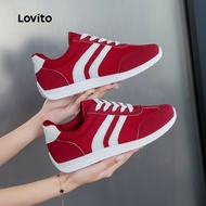 Lovito Sporty Plain Red Forrest Gump Shoes Lightweight Running Student Movement Fashion Sneakers for