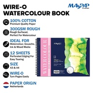 MayArt SC Wire-O Watercolour Book 300gsm 100% Cotton Rough A3/A4 Buku Cat Air Wire-O
