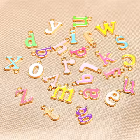 26pcs/1set 10*13mm Lowercase dripping letters A-Z Charms Enamel Alphabet Initial Letter Handmade Pen