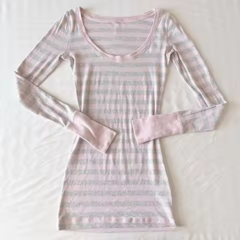 Sweet Cool O Neck Long Sleeve Constrast Color Striped T Shirts Harajuku Fresh Slim Comfortable Punk 