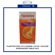 FLAVETTES VITAL VIT C 1000MG + VIT D3 + CALCIUM EFFERVESCENT TABLET 30'S - [EXP: 01/2026]