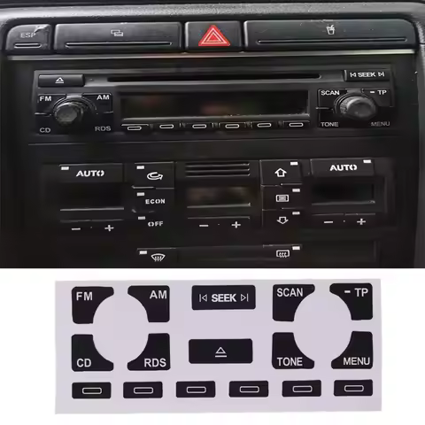 1x Radio Stereo Worn Peeling Button Repair Decals Stickers Interior Decoration Car Styling for Audi 