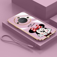 Honor X9d X9c 5G X9b X9a 5G X6 X8 5G Glossy Cute Minnie Mouse Casing Square Edges Plating Back TPU S