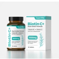 SUPERVITA BIOTIN C+ VITAMIN TAMBAH RAMBUT  SuperVita Biotin C+ Dual Action Formula 1000mg 30 Tablets