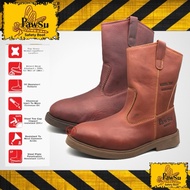 PAWSU Men’s Premium Leather 10.5” A Shape Steel Toe Safety Boots Shoe ( PS 801 )