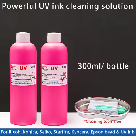 UV Ink Cleaning Solution For UV Printer RICOH EPSON KONICA Kyocera Printhead Dredging Fluid Unclog C