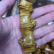 Gift Full Hand Handle Piece Bamboo Golden Silk Nanmu Large Leaf Nan Fine Carving Art Ming Xian Yuan 
