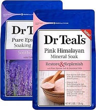 Dr Teal's Epsom Salt Bath Combo Pack (6 lbs Total), Soothe &amp; Sleep with Lavender, and Restore &amp; Replenish with Pink Himalayan