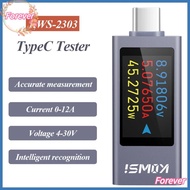 FOREVER Current and Voltage Monitor, Type-C DC 4-30V 0-12A Power Meter Tester,  KWS-2303C LCD Displa