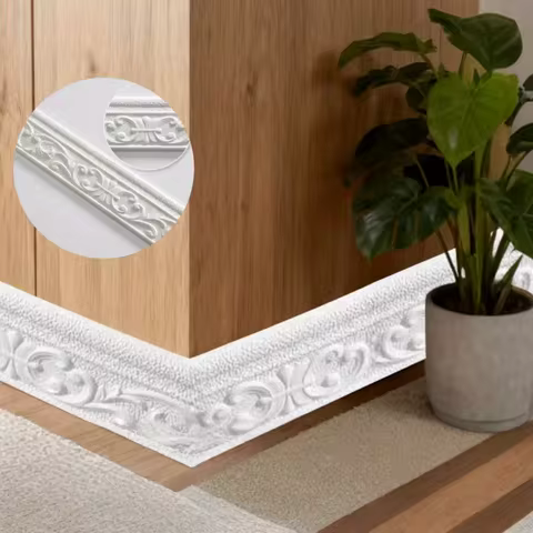 1PC 2.3m/90.55inch 3D Baseboard Wall Stickers Self Adhesive Baseboard Wallpaper Border Wall Sticker