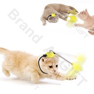 Interactive Cat Stick Feather Toy Self-amused Pet Cat Puppy Neck Head Mounted Rotating Stick Toys Pe