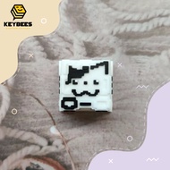 Artisan Keycap - handmade resin Mechanical Keyboard Button Pixart Nyanko Black And White