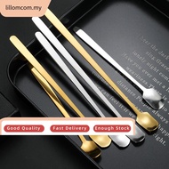 【LOMC】Kitchen Bar Tea Long Handle Stainless Steel Coffee Stirrers Milk Spoon Teaspoon