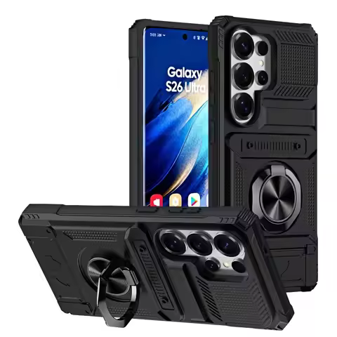 360° rotating ring holder shockproof wallet case, suitable for Samsung S26 25 24 23 Ultra Plus FE A2