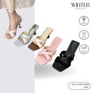 Winter 7 cm high heels (brocade cross straps) are extremely luxurious and cute on the feet in 2025