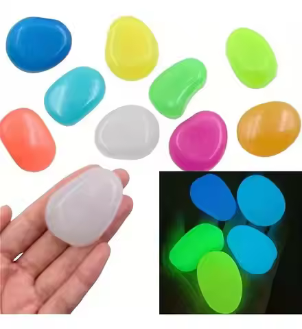 20Pcs Oversized Glowing Resin Stones Large Bright Stones 4.5cm Resin Luminous Stone Garden Pebbles I