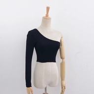 Toga One Shoulder Top Sleeve Sexy Ribbed Top