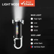 Rechargeable Mini Flashlight Keychain with Built-in Battery and Hook Lampu Suluh Mini Boleh Cas deng
