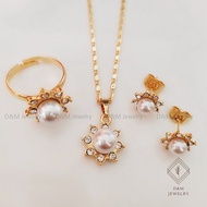 D&amp;M Jewelry 14K Saudi Gold Pearl Jewelry Set
