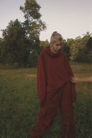 88R - Draped Turtleneck Sweatshirt in Burgundy เสื้อแขนยาว ผ้าbaby french terry โอเวอร์ไซส์