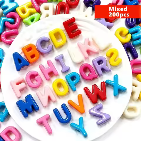 201pcs High-quality Colored Acrylic Large Hole Letter Bead Beads Mixed Letter Decorative English Bea