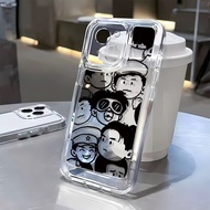 Full screen graffiti heads Transparent Phone Case for Oppo A3pro A2 A1 Reno 12 5G Reno 12 F Reno 11 