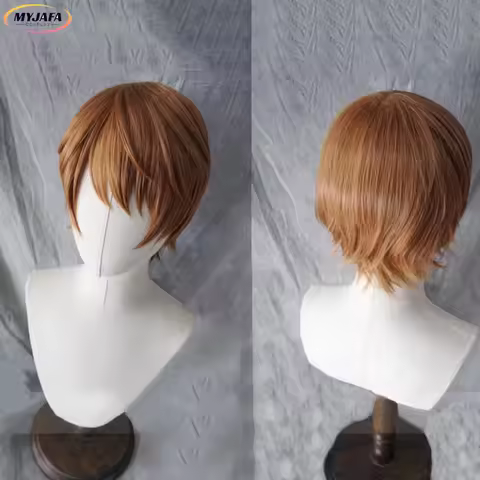 Yagami Light Cosplay Wig Anime Short Brown Fluffy Yagami Light Heat Resistant Synthetic Hair Hallowe