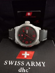 SWISS ARMY DHC+ SA 3088M ORIGINAL LEATHER SILVER DIAL RED