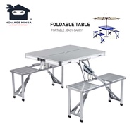 🔥PROMOTION🔥Aluminium Foldable Picnic Table Outdoor with 4 Chairs Meja Lipat/Adjustable Height Beach 