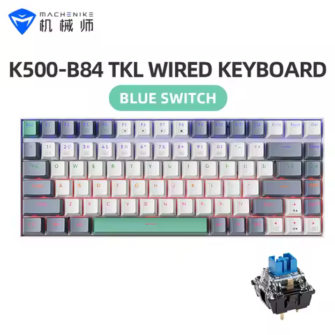 Machenike K500-B84 Wired Mechanical Keyboard TKL 84 Keys RGB Backlight Gaming Keyboard PBT Doublesho