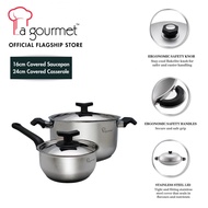 La gourmet Elite 2-pc Stainless Steel Cookware Set (16cm Saucepan + 24cm Casserole)