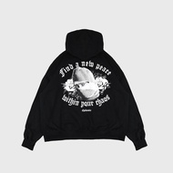 Epidemic Hoodie Double Zipper [BOXY FIT] 330 Gsm Finding Black Boxy Hoodie Oversized Hoodie