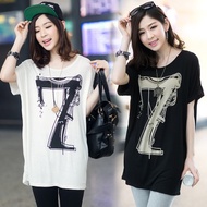 Number 7 Cute Fashion Loose T-Shirt Women Cotton Long TShirt