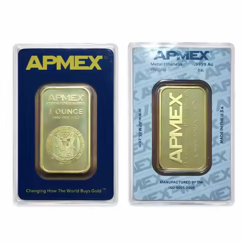 APMEX Gold Bar 1 oz Gold Bullion 24k Gold Plated Apmex Bullion Non-Magnetic Brass Bar Business Gift 