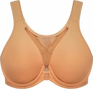 Women's Front Closure Bra with Posture Correction Bra Large Breasts Strong Hold with Underwire, taup