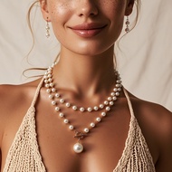 European and American Fashion Pearl Necklace Adjustable Neck Chain Multicolor Long Sweater Chain Set