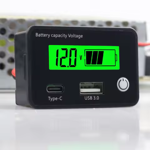 12V 24V Voltage Li-ion Lead-acid LiFePO4 Battery Capacity Level Indicator Tester Meter Voltmeter QC3