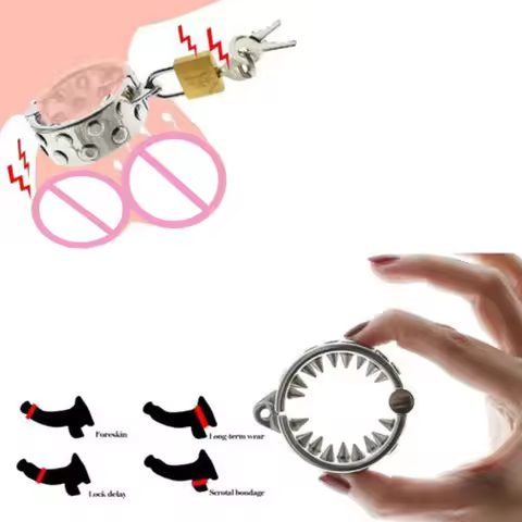TEETH SHARP 2&4 ROWS Ring Scrotum Pendant Male Chastity Device Kalis Teeth Chastity Device Spiked Ri
