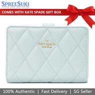 Kate Spade Wallet In Gift Box Carey Smooth Quilted Leather Medium Wallet Turquoise Blue # KA591