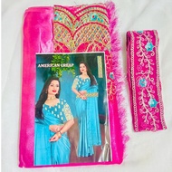 Ruby Satin Silk Saree with Belt