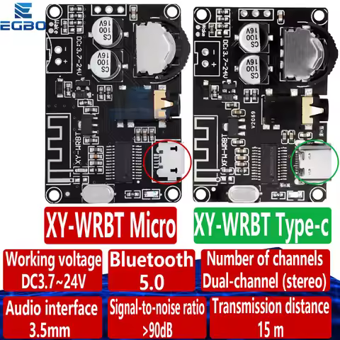 Bluetooth 5.0 Audio Receiver Board Lossless MP3 Wireless Stereo Music Module Type-C EGBO Decoder XY-