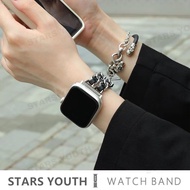 Luxury Leather Rope Metal Denim Chanel Style Bracelet Ladies Wristband For iWatch Series 10 / 9 / 8 