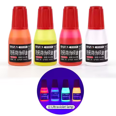 10ml Orange Yellow Purplish-Red Seal Printing Ink UV Invisible Anti-Counterfeiting For Paper,Invoice