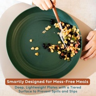 Nook Theory Reusable Wheat Straw Plates 8 Pcs - Non Toxic Kids and Toddler Plate, Microwavable, Dish