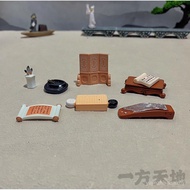 Scene Model Simulation Miniature Miniature Small Brush Inkstone Checkerboard Screen Scroll Book Guqi