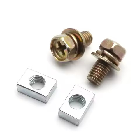 2-Set For Motorcycle Battery Terminal Mount Stainless Steel M5x10mm Screw and Nut Bolt & Shims Kit U