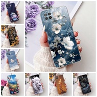 Oppo F17 Case CPH2095 Clear Aesthetic Cute Cat Fashion Flowers Painted Back Cover Oppo F17 Phone Cas