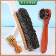 4Pcs/Set Wooden Horse Hair Shoe Brush Long Handle Shoe Brush Shoe Polish Shine Cleaning Brush